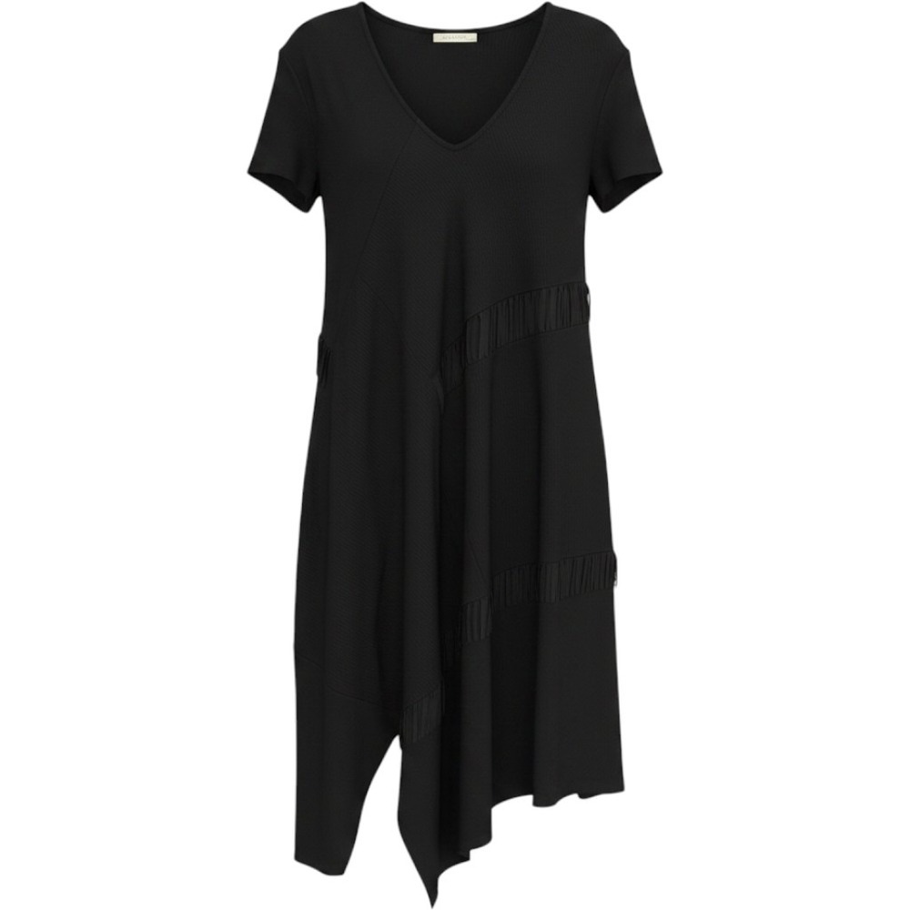 Women's Zara Dress Medium Black Tiered V-Neck Short Sleeves Mini Grunge Goth
